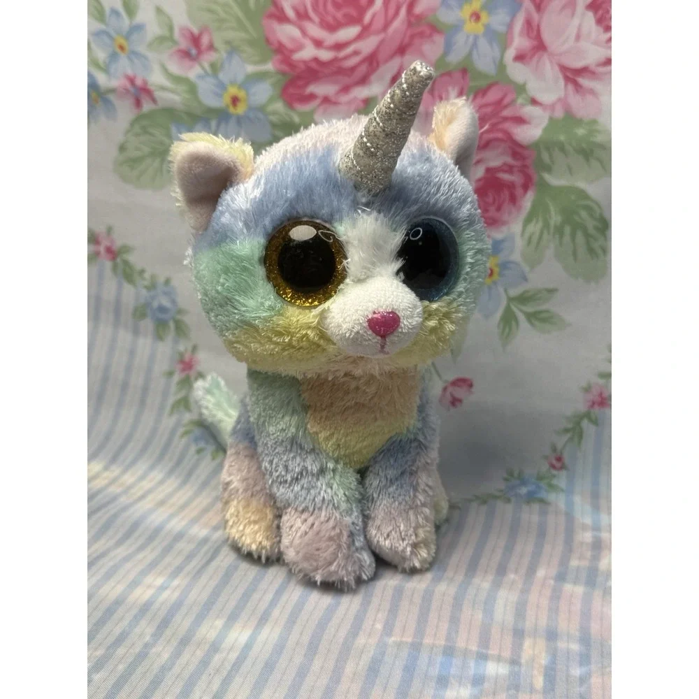 TY Beanie Boo Heather Kittycorn Cat Unicorn Pastel Plush 6